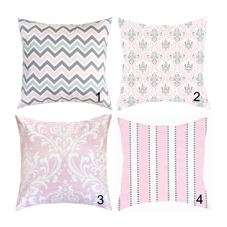 White Pink Grey Gray Throw Pillow Cover Lumbar Euro Sham Cover Etsy