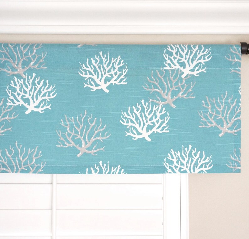 Aqua Window Valance.light Blue Valance.blue Grey Window Etsy