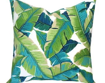 Outdoor Pillow Cover.Palm Leave Pillow.Green Throw Pillows.Outdoor Lumbar.18x18 20x20 Pillow.Palm Toss Pillow.Banana Leaf Pilllow