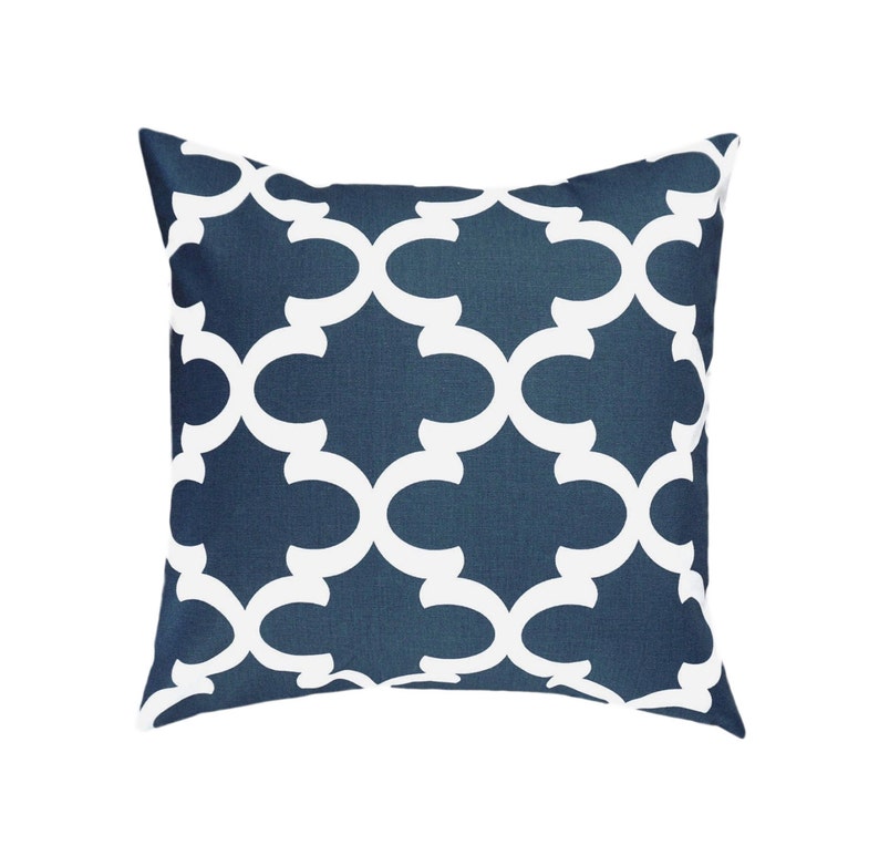 Navy Pillow Covers.Dark Blue Throw Pillows.Blue Decorative Pillows.Navy Accent Pillow.Morrocan Pillows.Quartrefoil Cushions. image 1