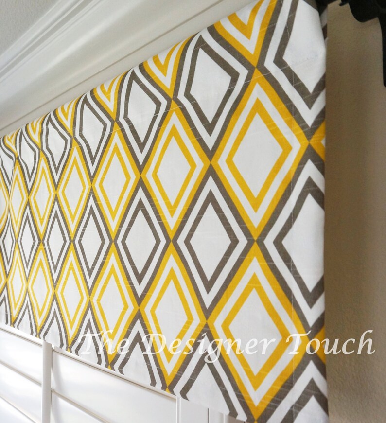 Yellow Window Valance.yellow Grey Valance.nursery Etsy