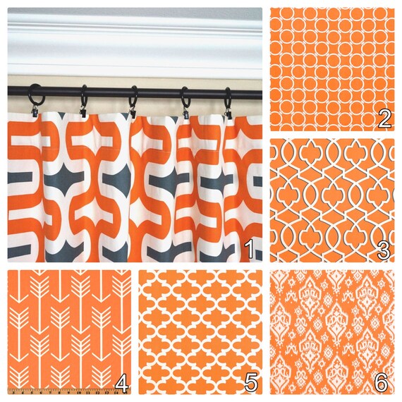 Orange Curtains Window Curtains Kitchen Curtains Apache Orange Etsy