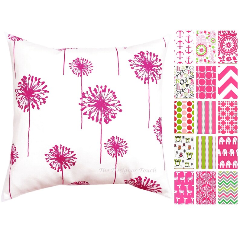 Hot Pink Pillow Cover.green Throw Pillow.decorative Etsy