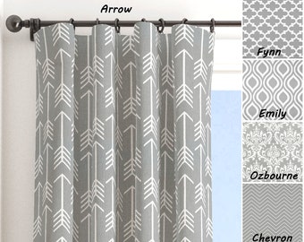 Curtains.Gray and White Window Curtains.Arrow Curtain.Moroccan Curtains.Kitchen Curtain.Royal Crest Curtains.Drapes.Blackout Option