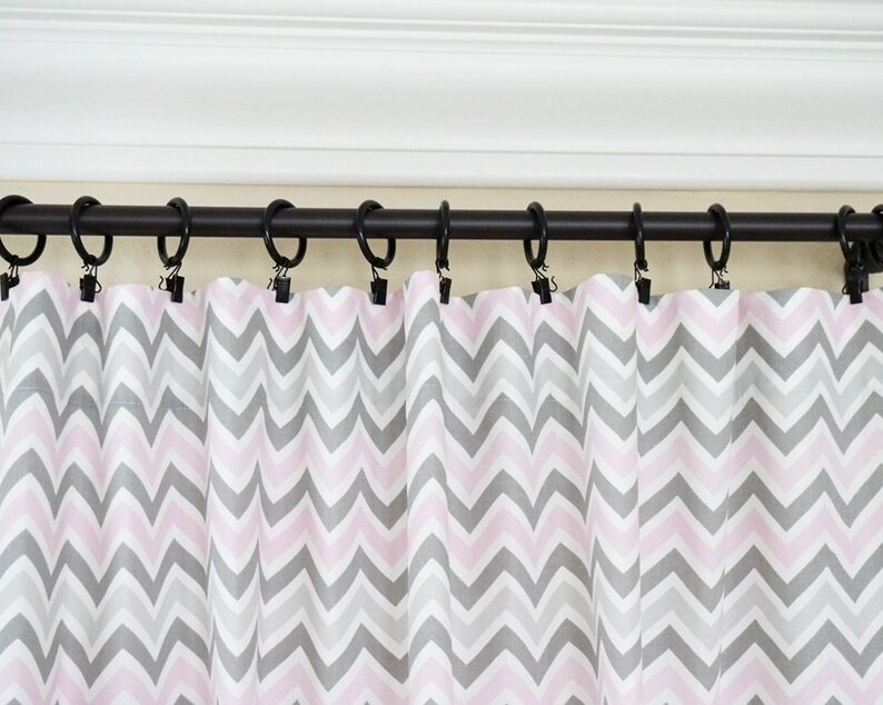 Pink Grey Curtains.light Pink Window Curtains.kitchen Etsy