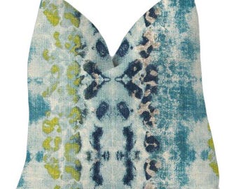Kussensloop. Blauwe decoratieve kussens. Blauwgroen kussen. Kussens gooien. Marinegroene toss-kussens. Ikat accentkussen. Blauwgrijze kussensloop