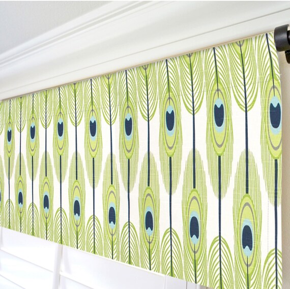 Charming lime green window valance Aqua Valance Curtain Navy Blue Lime Green Window Etsy