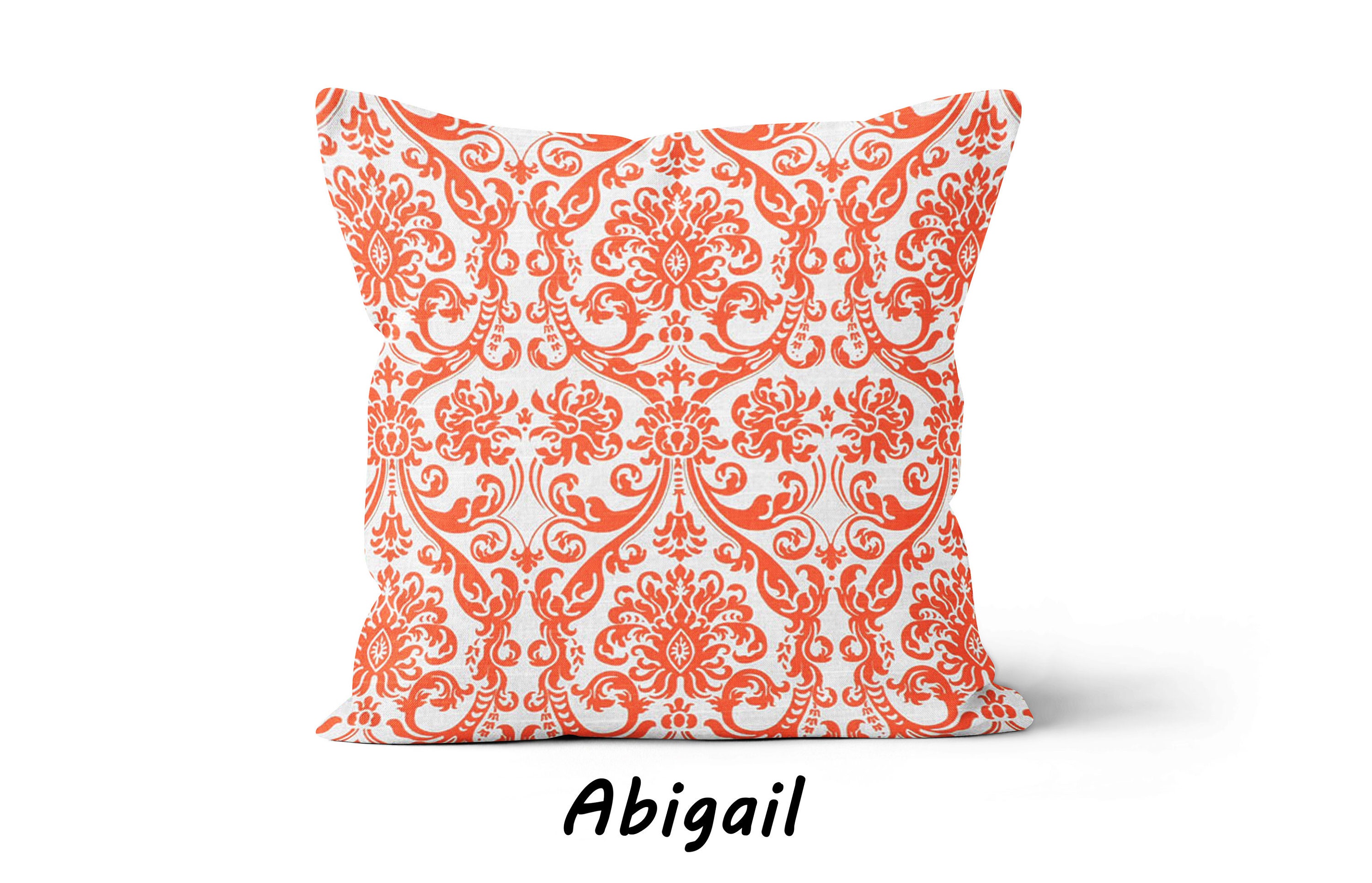 Red Orange Pillow Covers. Orange Grey Throw Pillow. Damask Etsy