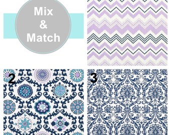 Purple Lavender Aqua Navy Curtain Panels Blue Damask Window Treatment Navy Purple Aqua Curtain Panels 63" 84" 96" 108" Any Size