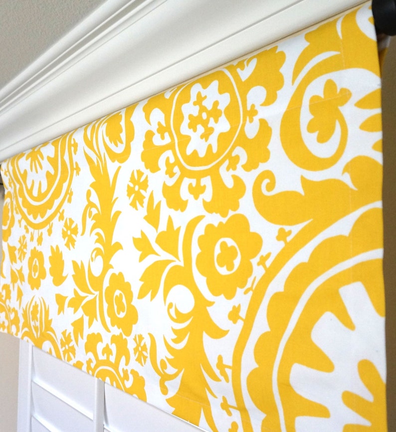 Yellow Window Valance.yellow White Valance Curtains.yellow | Etsy