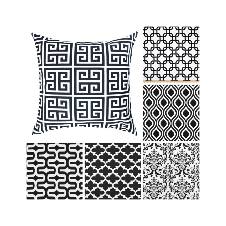 Black and White Decorative Pillows.Pillow Covers.Greek Key Throw Pillows.Black and White Euro Sham.Couch Pillows.Accent Pillows image 1