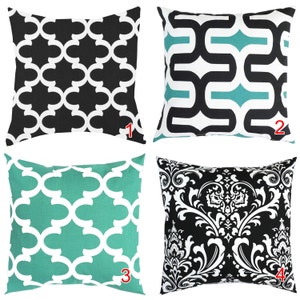 BIG SALE Black White Pillow Cover Green Pillow Moroccan Quartrefoil Pillow Damask Pillow Geometric Pillow Lumbar Euro Sham 18x18 Any Size image 2