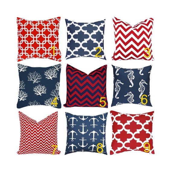 red nautical pillows