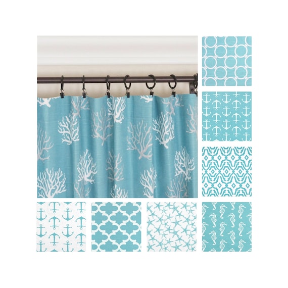 aqua blue curtain panels