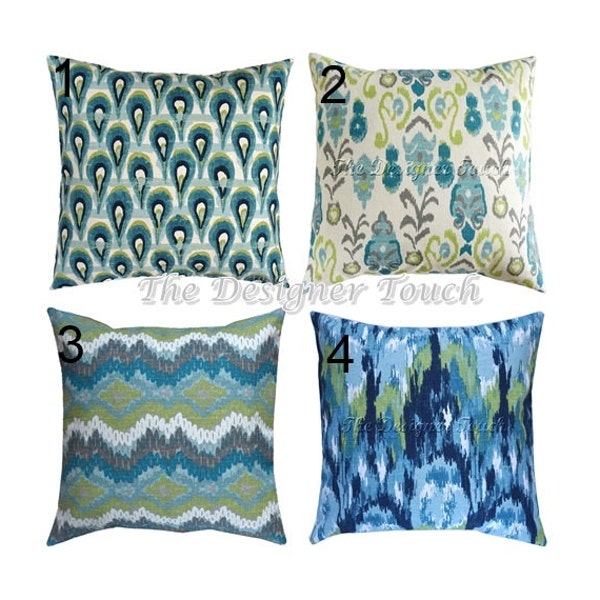 Blue Green Pillow Etsy