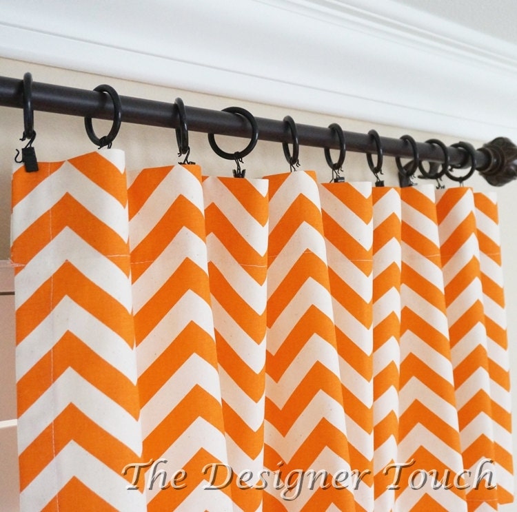 Orange Curtain Panels Orange Aqua Blue Curtains Nursery Etsy