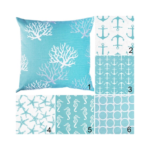 Aqua coastal throw pillows hotsell
