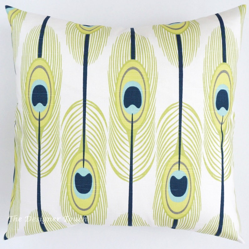 Blue Green Pillow Cover.lime Green Navy Pillow.blue Grey Etsy