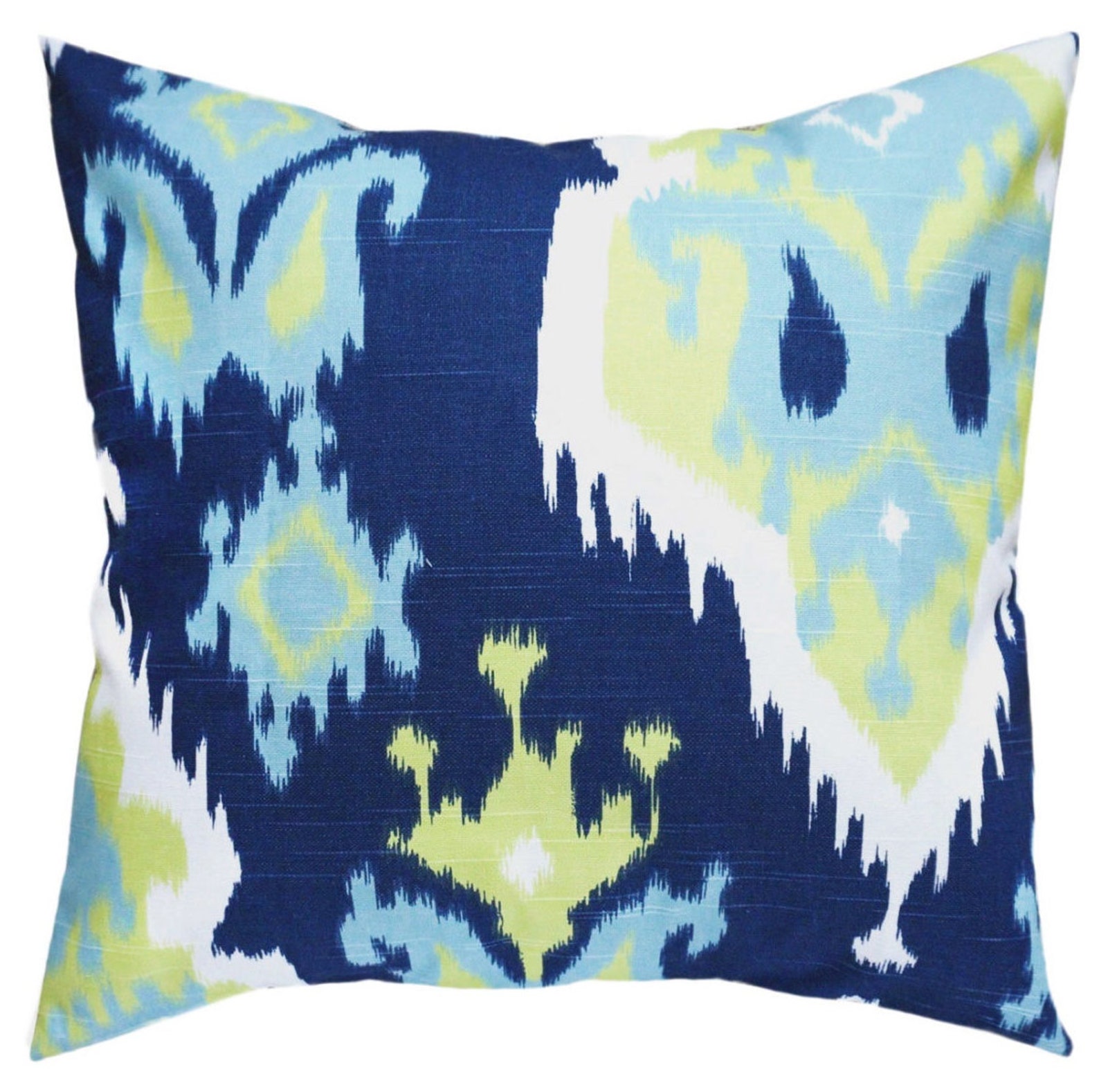 Lime Green Throw Pillow Cover.Navy Pillows.Blue Pillow.Blue Etsy