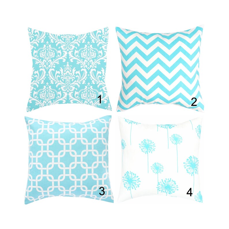 Light Blue Toss Pillow Cover Aqua Blue Throw Pillow Euro Sham Etsy