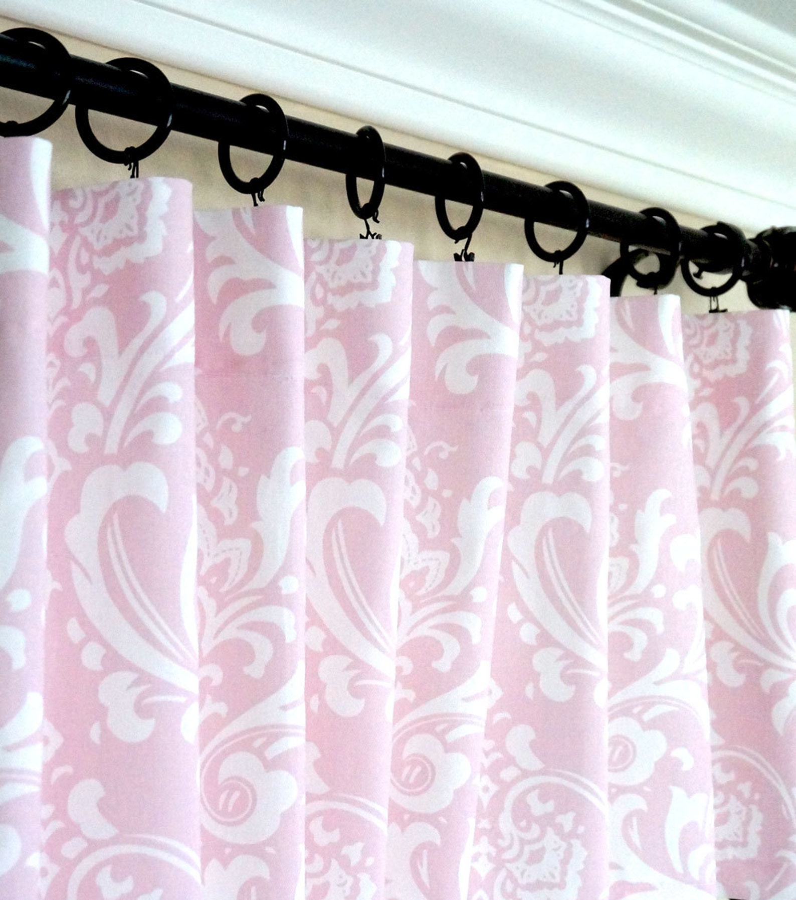 Pink Grey Curtains.light Pink Window Curtains.kitchen Etsy