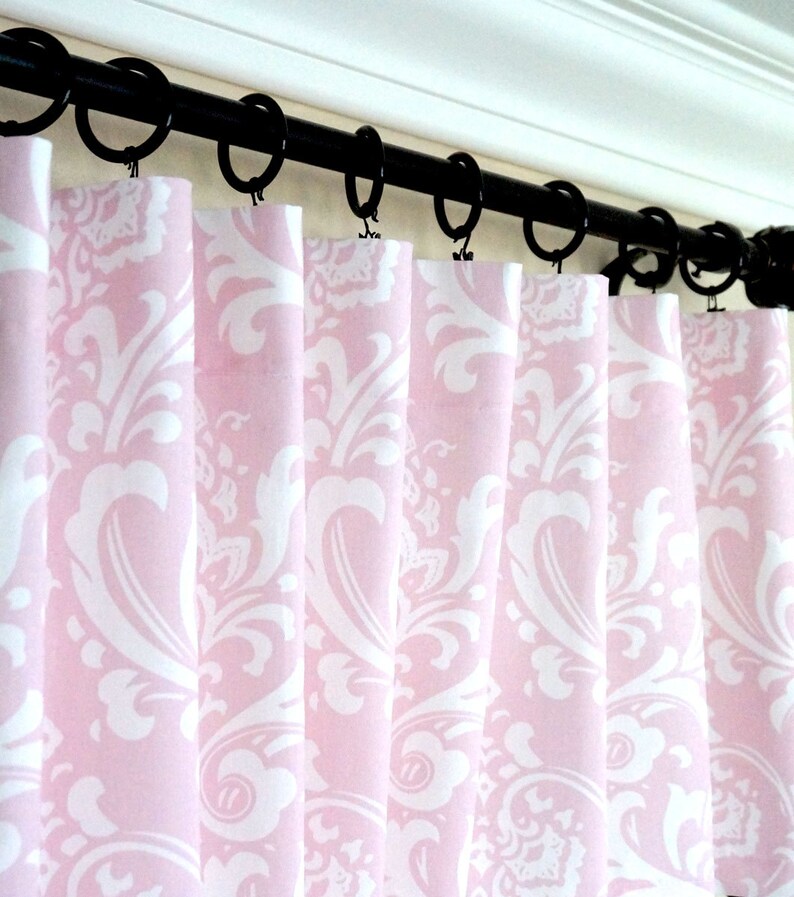 Pink Grey Curtains.light Pink Window Curtains.kitchen Etsy
