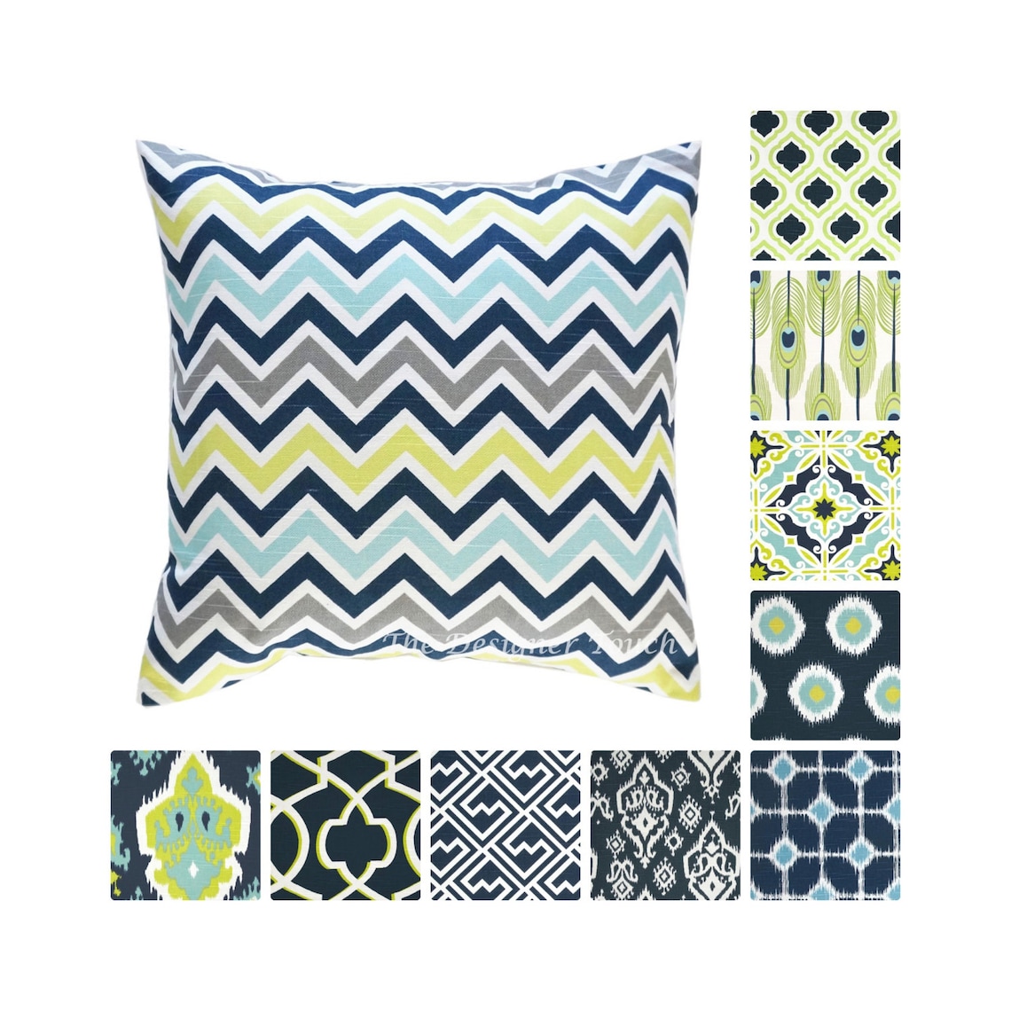 Lime Green Pillow Covers.decorative Pillows.navy Blue Etsy