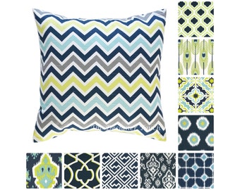 Lime Green Pillow Covers.Decorative Pillows.Navy Blue Pillows.Throw Pillow.Euro Sham.Peacock Decor.Aqua Pillows.Accent Pillows