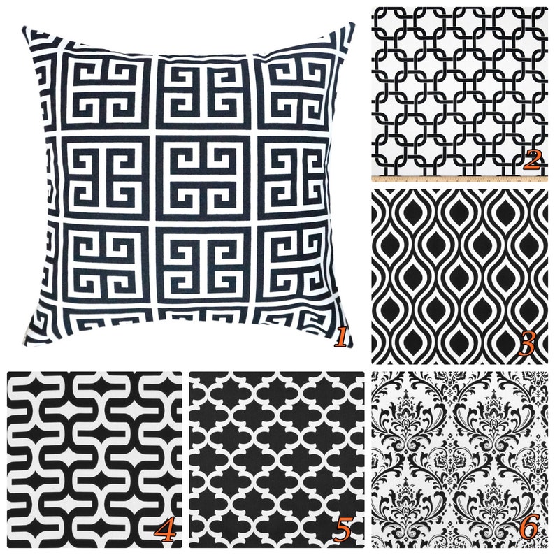 Black and White Decorative Pillows.Pillow Covers.Greek Key Throw Pillows.Black and White Euro Sham.Couch Pillows.Accent Pillows image 2