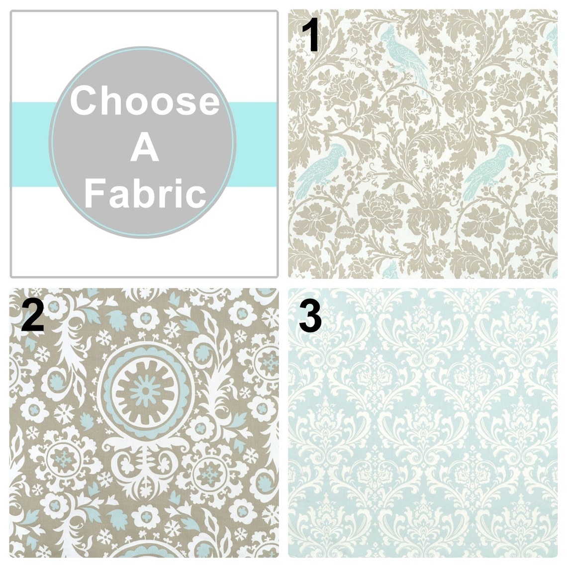 Taupe Valance.light Blue Window Valance.blue Damask Etsy