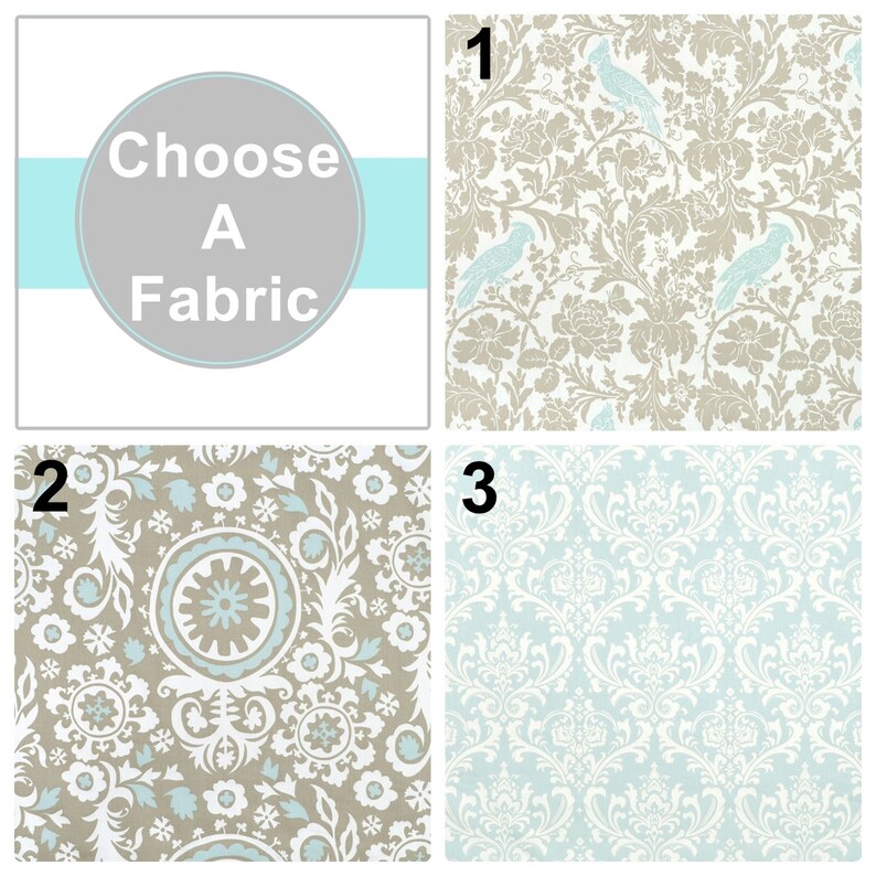 Taupe Valance.light Blue Window Valance.blue Damask Etsy