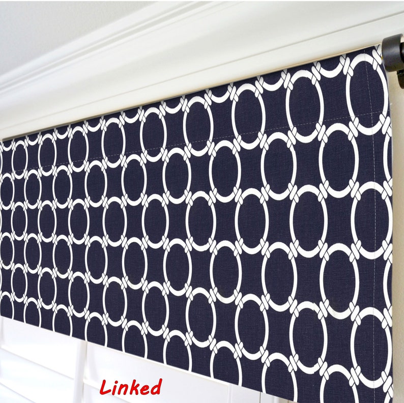 Navy Coral Window Valance. Blue White Valance. Beach House Etsy