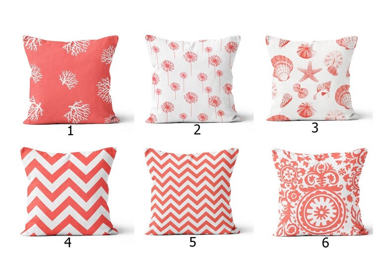 Coral Throw Pillow.Coral Pink Toss Pillow.Euro Etsy