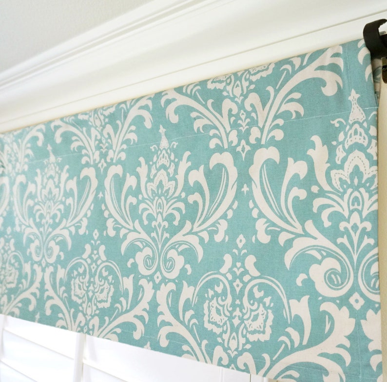 Light Blue Window Valance.blue Bird Valance.damask Etsy