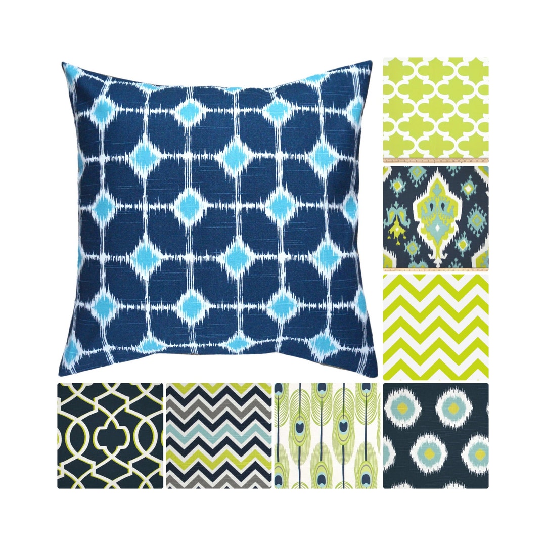 Navy Decorative Pillows.blue Pillow Covers.lime Green Pillows.peacock