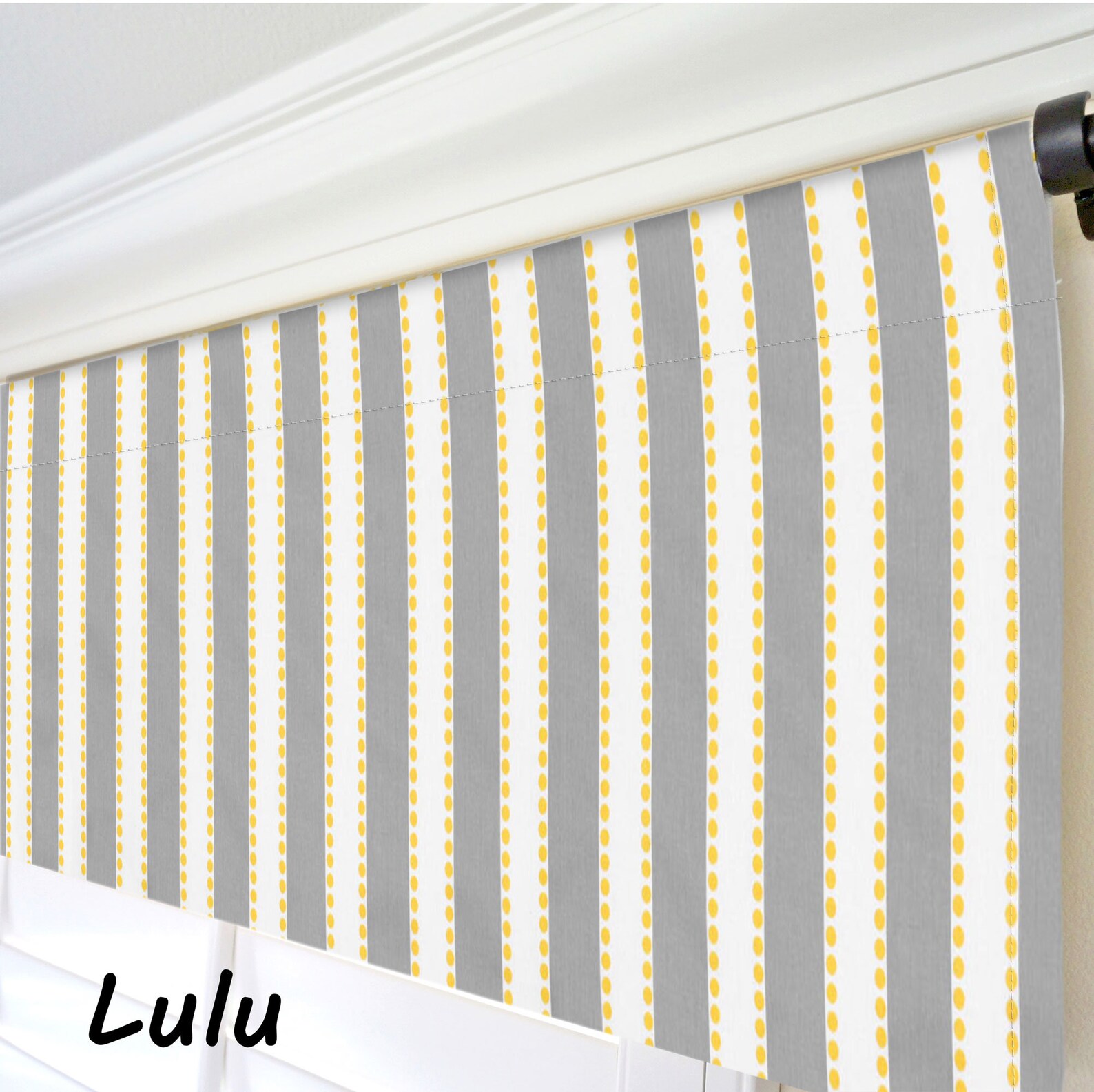 Yellow Grey Valance Panel Geometric Window Treatment Yellow Etsy
