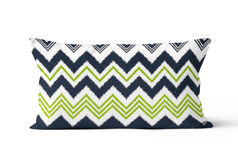Dark Blue Lime Green Throw Pillow Cover.Green Toss Etsy