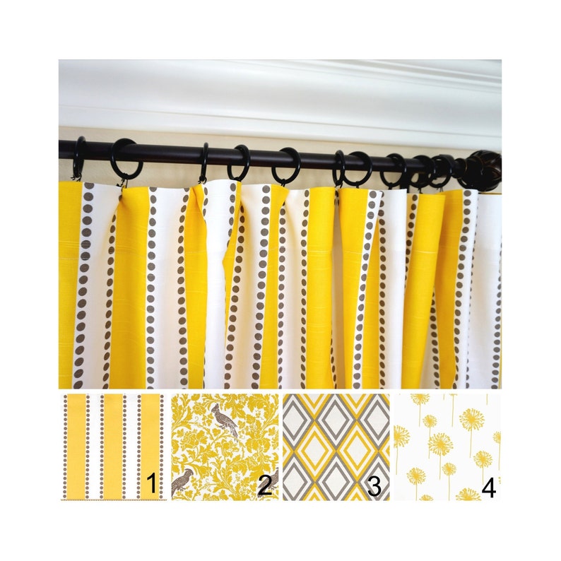 Yellow Curtains Yellow Kelp Window Curtains Yellow Window Etsy