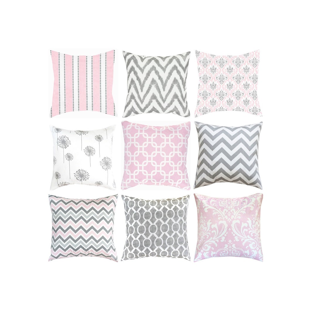 Grey Throw Pillow Cover.pink Pillows.toss Pillow.pink Grey - Etsy