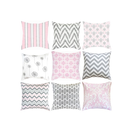 pink and grey pillows