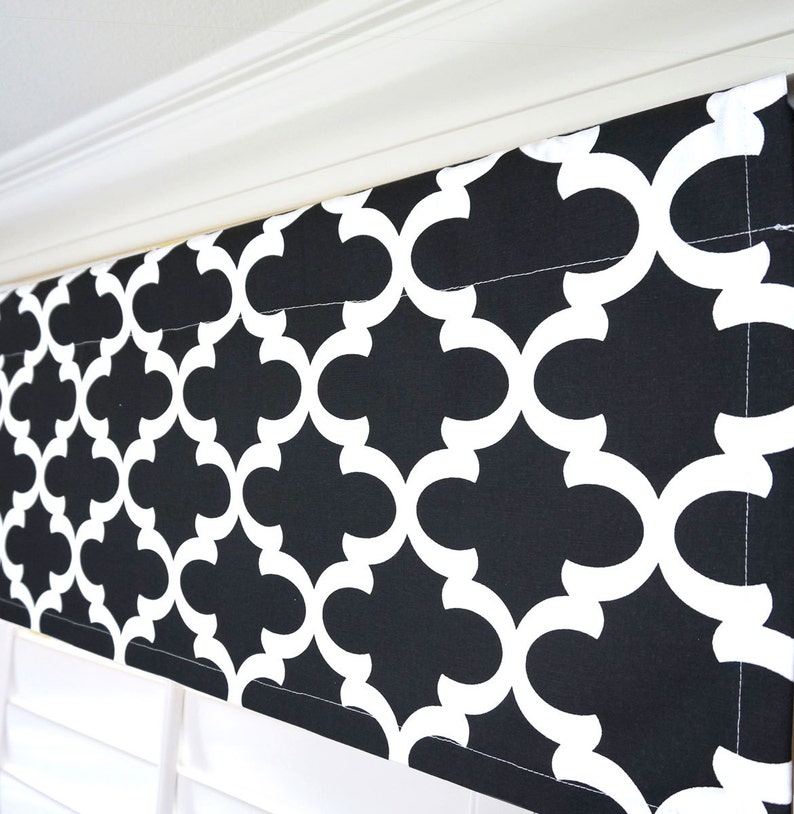 Black and White Curtain Valance.black Damask Valance.moroccan Etsy