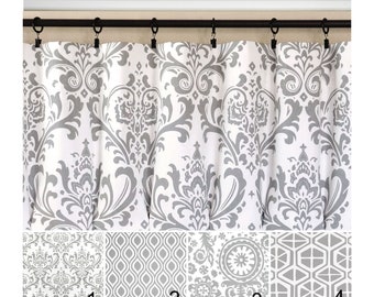 Gray Curtain Panels.Damask Window Curtain.Modern Grey Curtain.Geometric Curtain.Kitchen Curtain.Living Room Drapes.Blackout Option