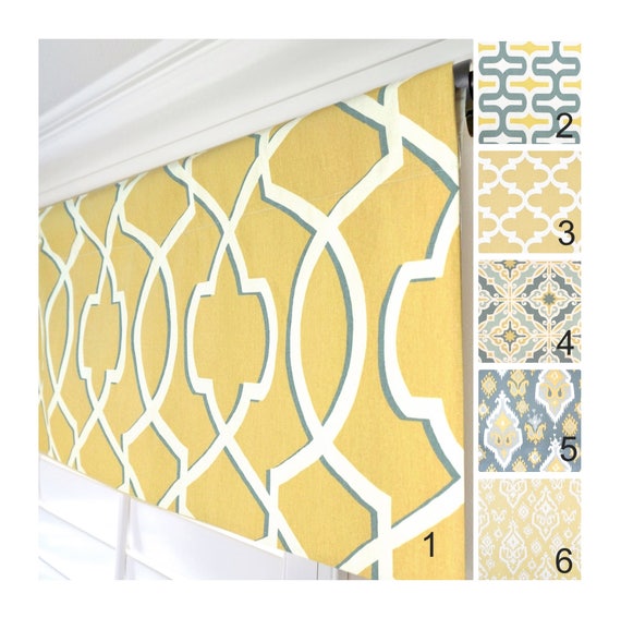 Yellow Grey Window Valance Mustard Trellis Kitchen Gray Curtain Saffron
