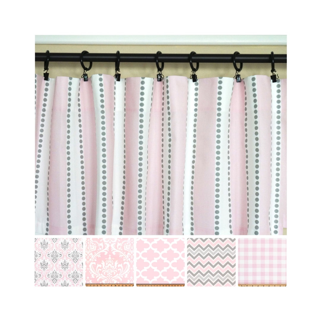 Pink Grey Curtains.light Pink Window Curtains.kitchen Curtains.gray Curtain Panels.pink Drapes