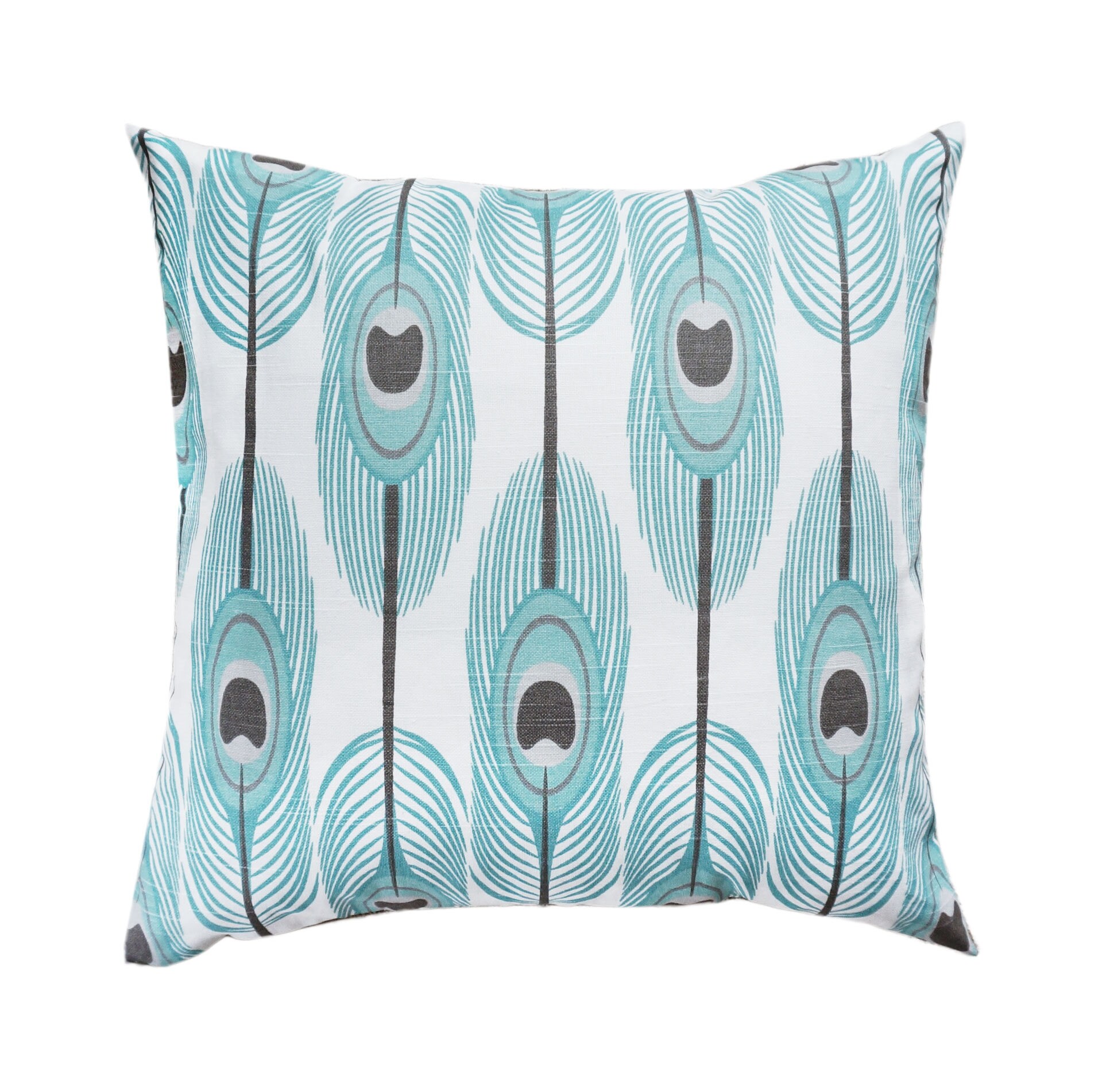 Blue Pillow Cover.Blue Brown Throw Pillows.Peacock Feather