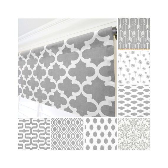 Grey Window Valance Gray Curtain White Modern Windowvalance Kitchen Treatment