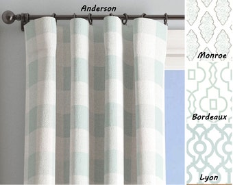 Mineral Curtains. Spa Color Curtains. Modern Bedroom Living Room Kitchen Curtains. Buffalo Check Curtains. Customizable. Blackout Option