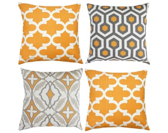 Orange Grey Pillow Cover.Moroccan Pillows.Decorative Pillow.Taupe Pillows.Gray Accent Pillows.Lumbar.Euro Sham.18"x18" Any Size