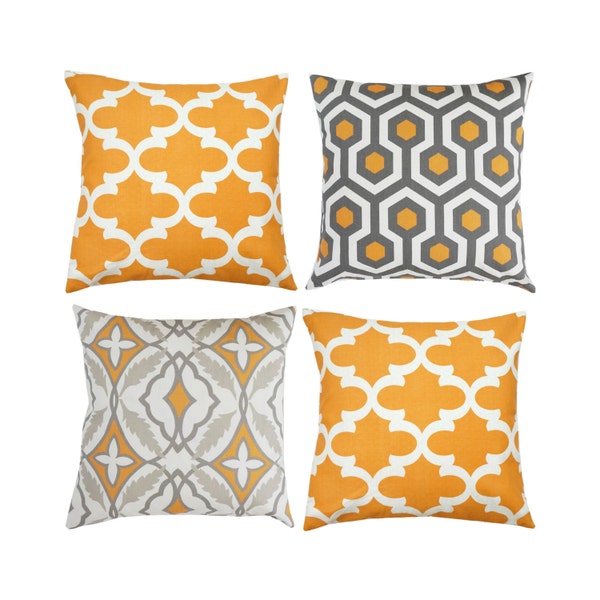 Orange Grey Pillow Etsy