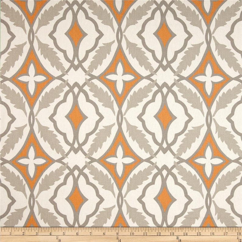 Orange Curtain Panels Orange Taupe Curtains 63 84 96 108 Any Size Quartrefoil Curtains Moroccan Drapes Damask Curtains image 7